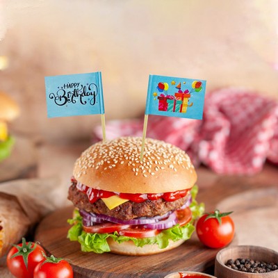 Custom 2.6"L Mini Stick Cupcake Toppers Toothpick Flags