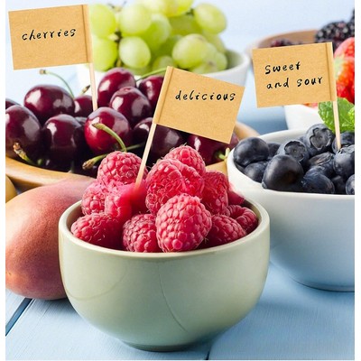 Custom Mini Kraft Paper Cupcake Stick Toothpick Flags